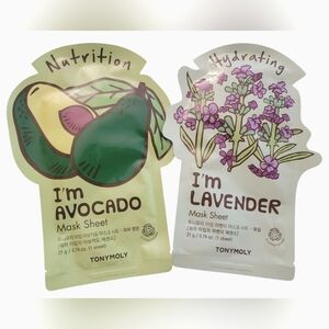 🌿 $5 SALE Tony Moly Sheet Mask Lot Avocado & Lavender Korean Cruelty Free NEW